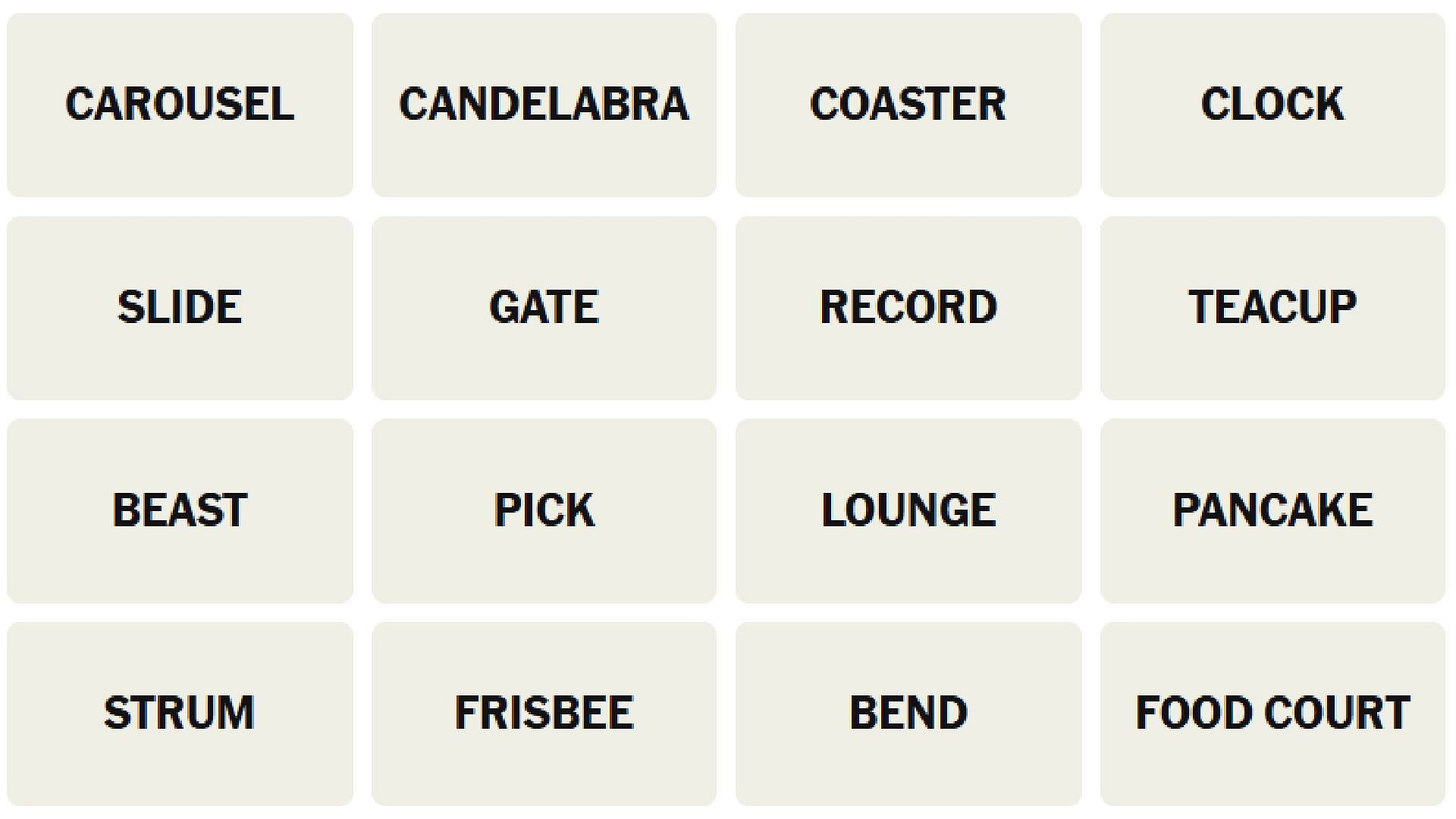 All NYT Connections words for today (Image via The New York Times)