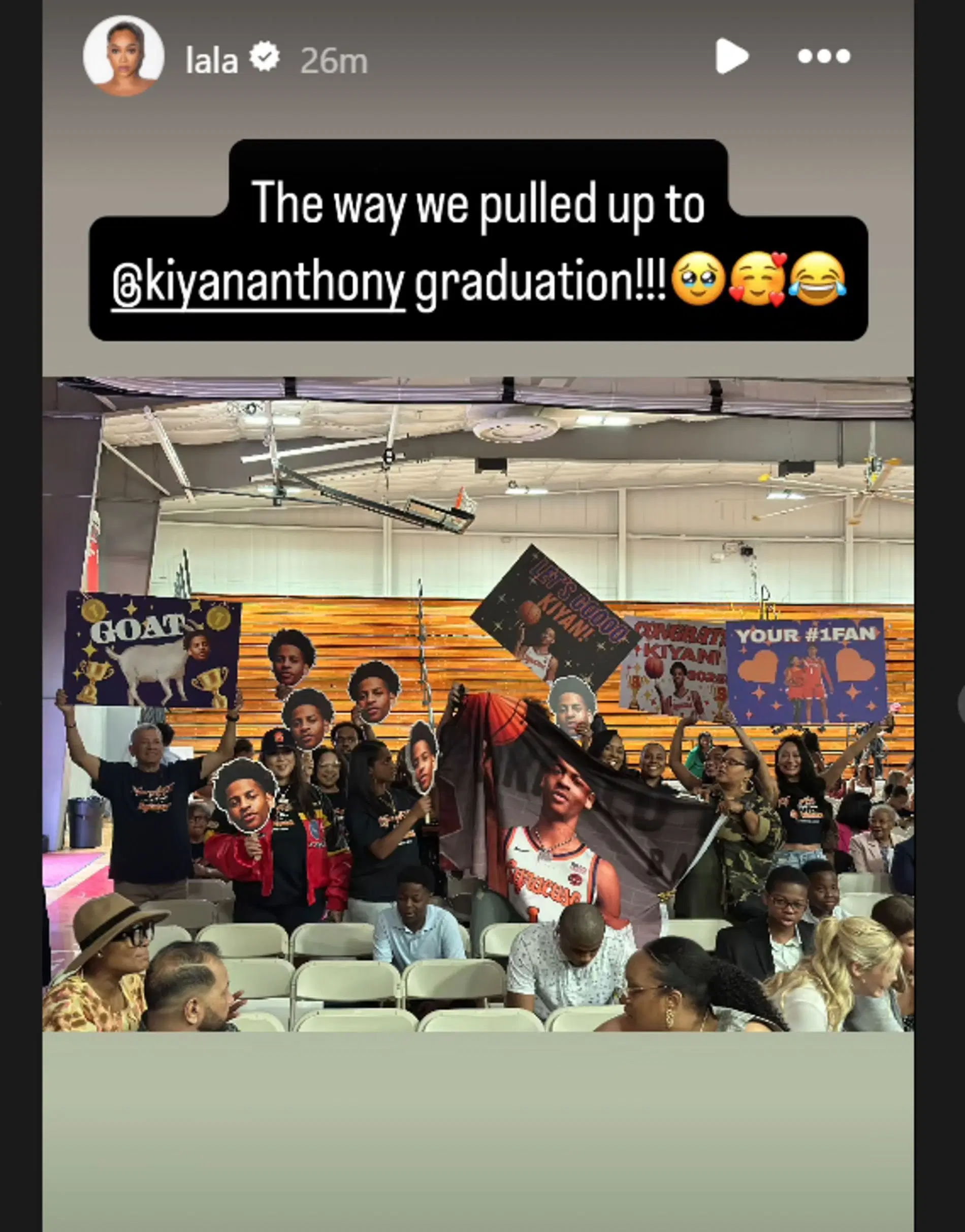 La La Anthony brought a cheer section for son Kiyan Anthony&#039;s graduation ceremony (source: IG/ lala)