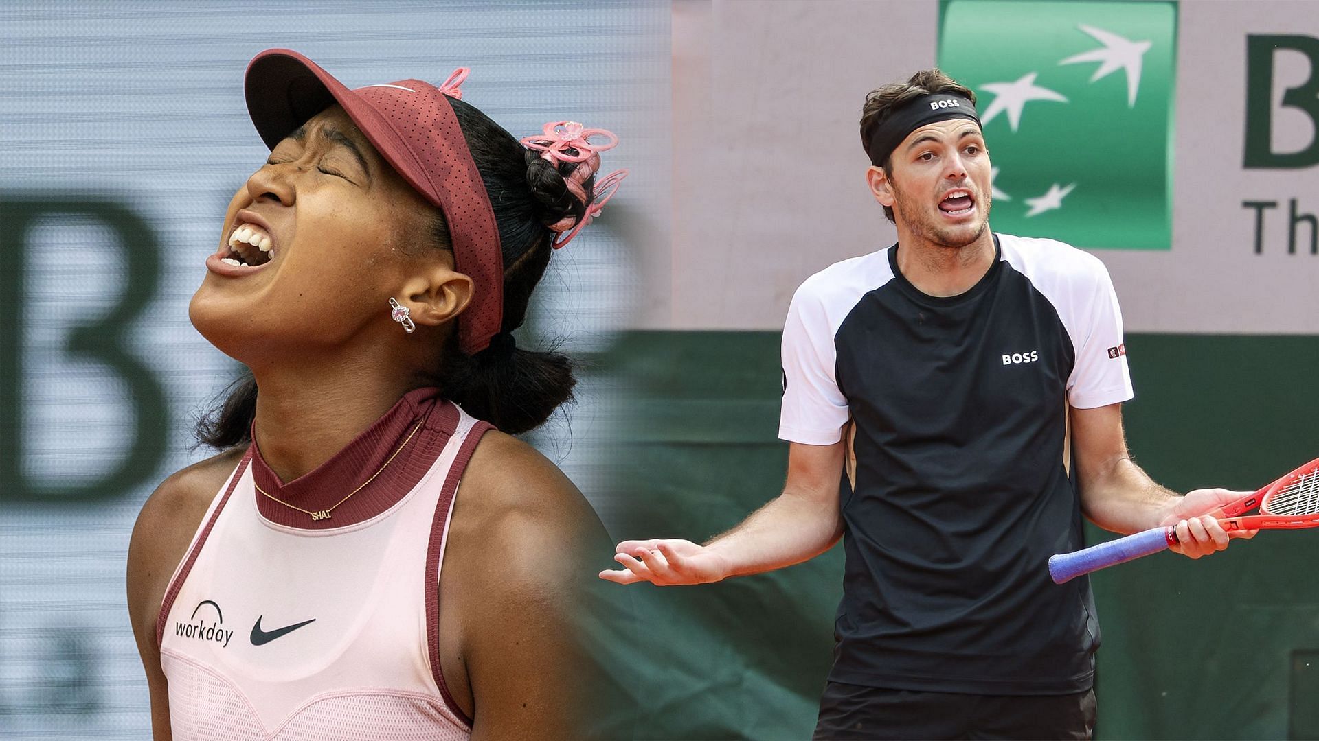 Naomi Osaka and Taylor Fritz at the French Open - Image source - Getty