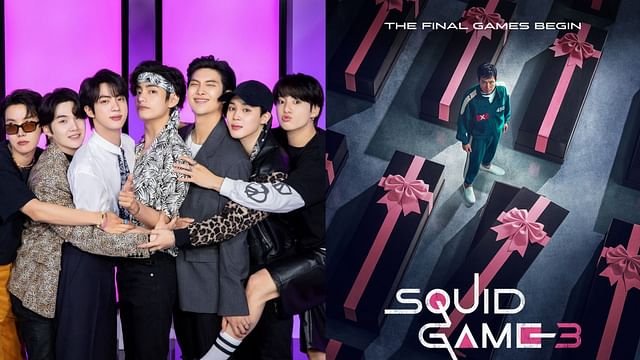 BTS and Squid Game 3 poster (Image via Weverse/BTS and X/@netflix)