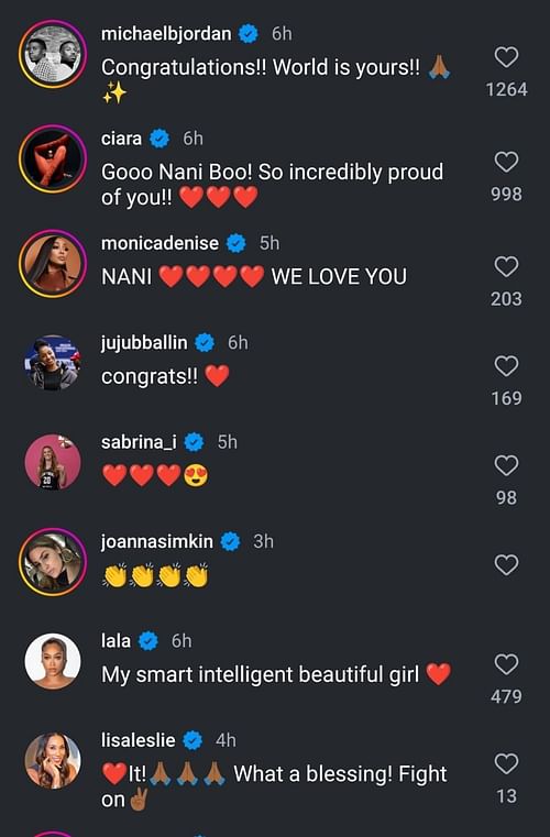 La La Anthony, Michael B. Jordan and Sabrina Ionescu react to Natalia Bryant’s graduation pictures