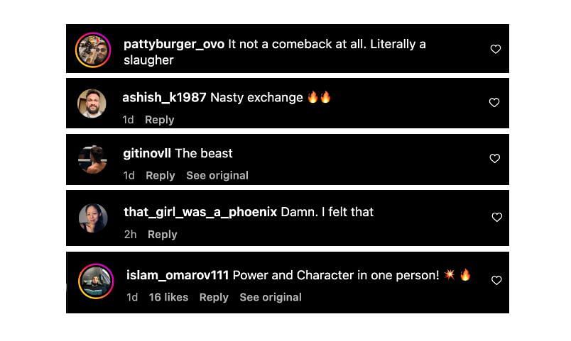 Screenshot of comments. [ONE Championship/Instagram]