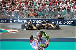 Damon Hill reacts to an intriguing camera angle of Oscar Piastri overtaking Max Verstappen