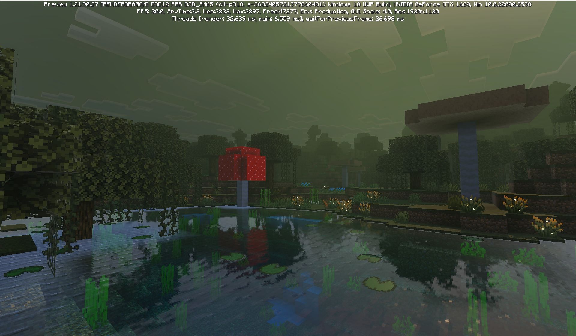 The swamp biome with the Vibrant Visuals turned on (Image via Reddit/Just-Guarantee7808/Mojang Studios)