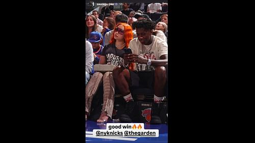 Gardner and Ice Spice celebrated the Knicks' big win over the Celtics. (Photo via Sauce Gardner's Instagram Story)