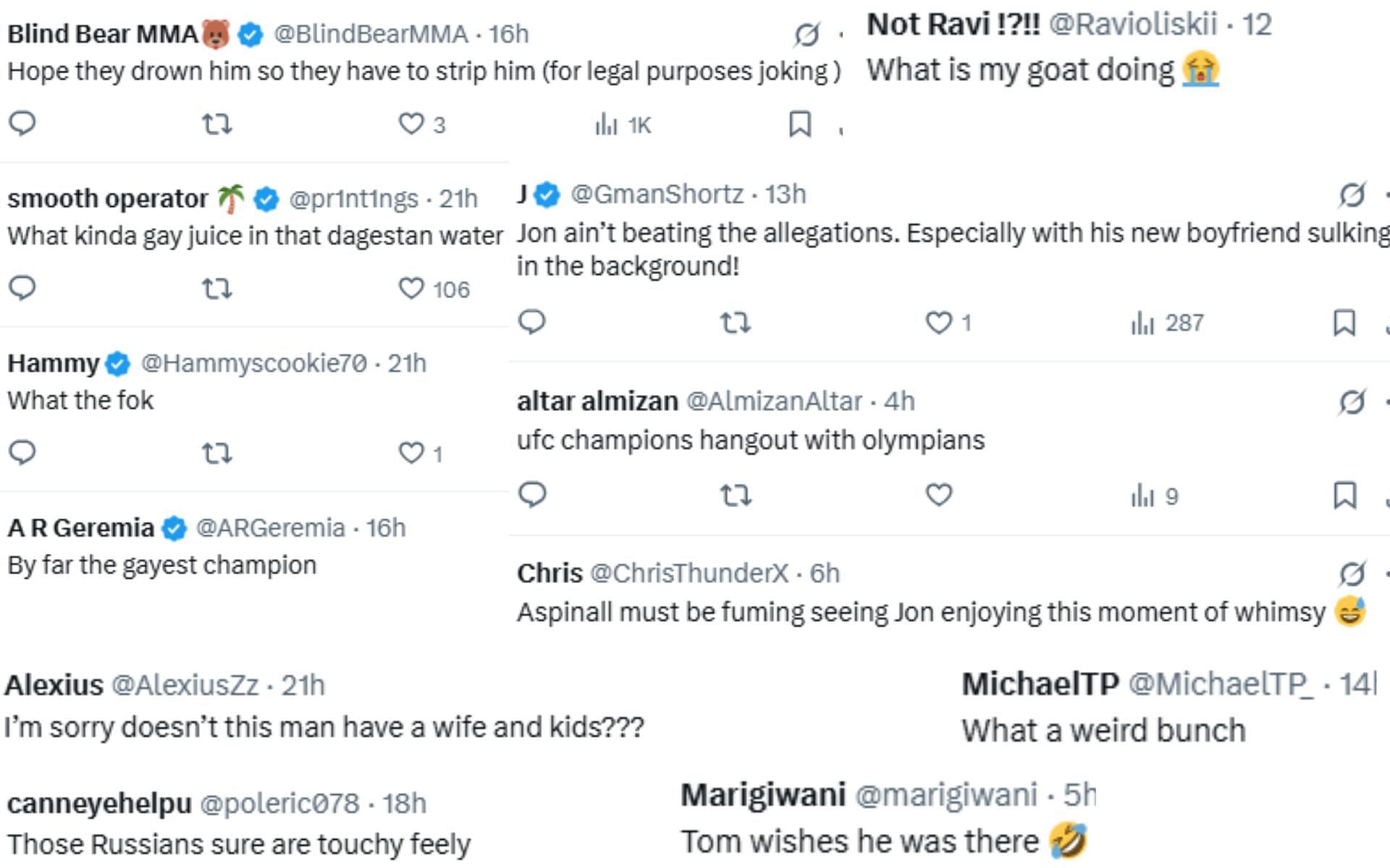 Screenshot of fan reactions to Jones&#039; swimming pool footage