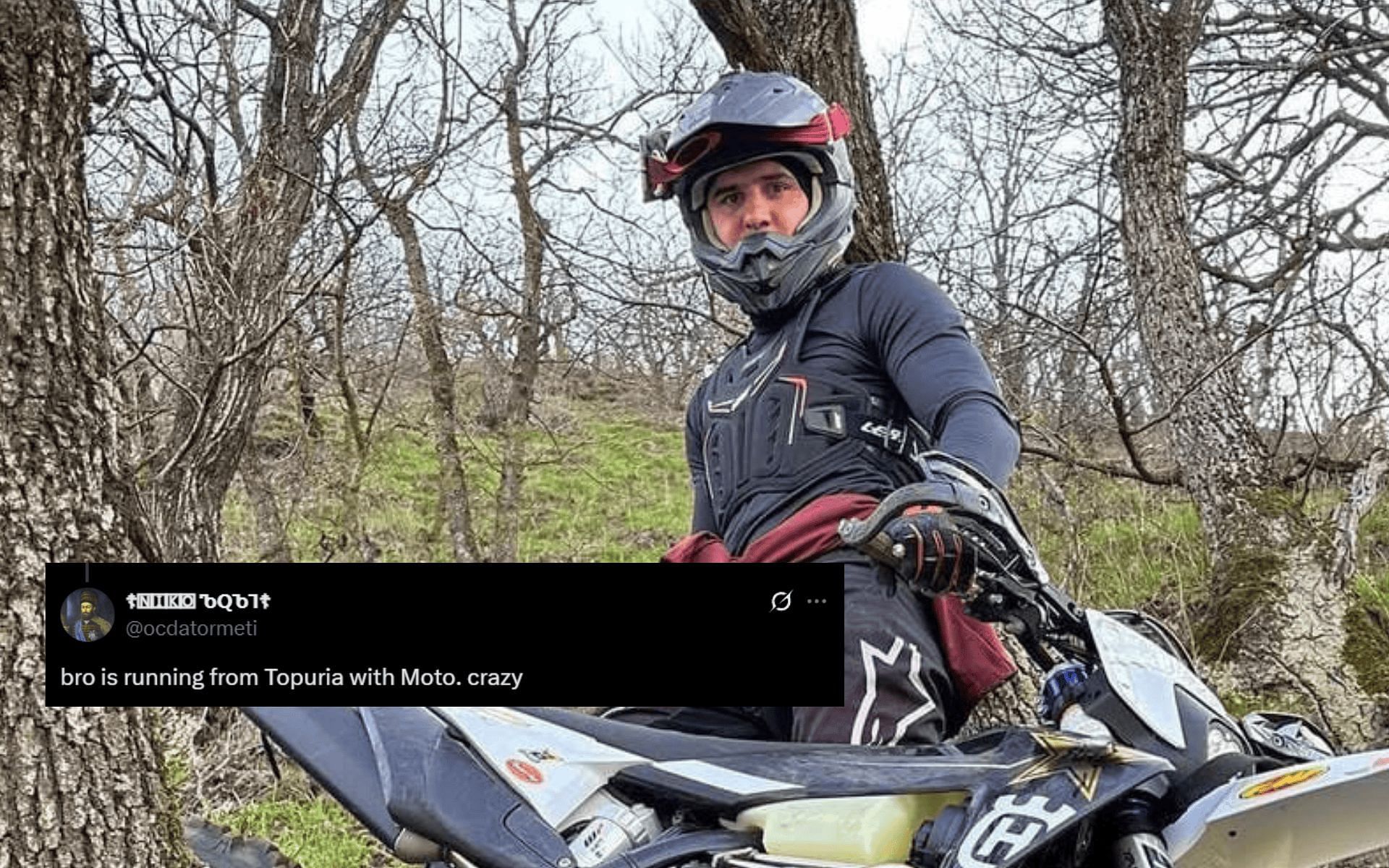 Fans react to Islam Makhachev riding a motorcycle. [Image courtesy: @islam_makhachev on Instagram]