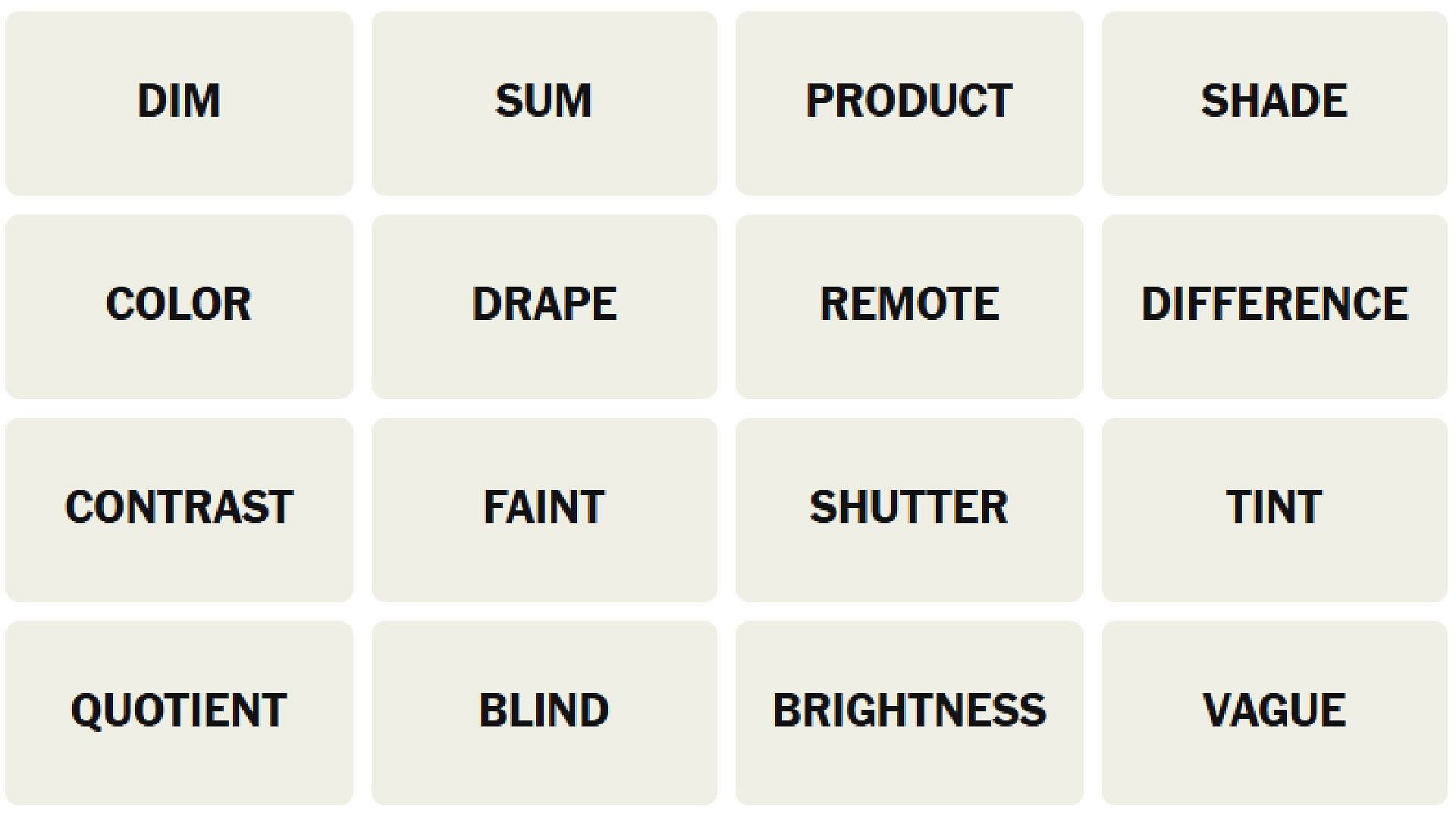 All NYT Connections words for today (Image via The New York Times)