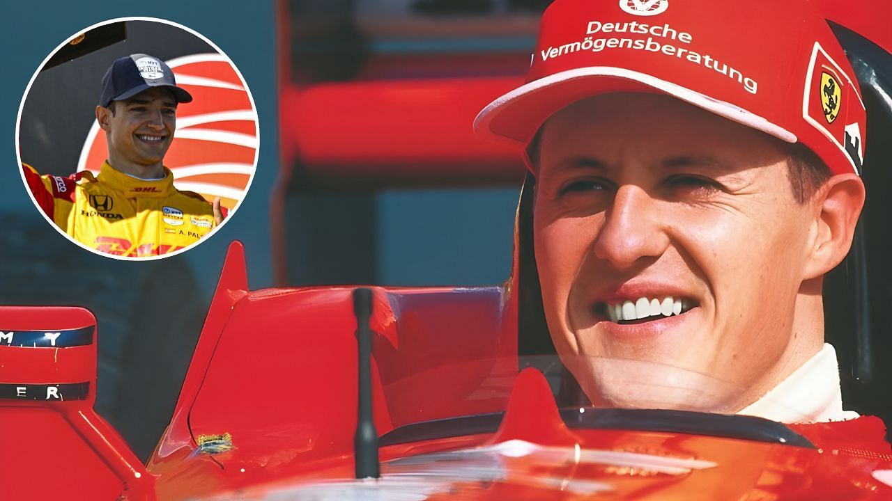 Alex Palou shares his Michael Schumacher fandom | Image via Instagram (@michaelschumacher), Inset via Getty