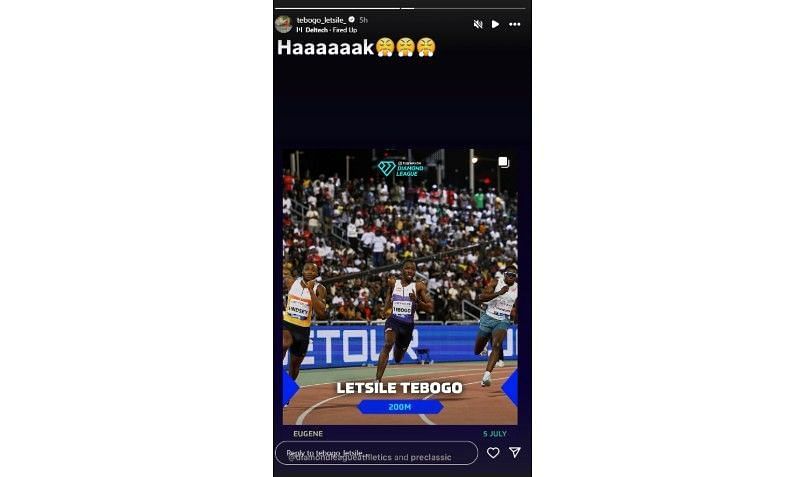 Screenshot of Letsile Tebogo&#039;s Instagram story | Source: IG/tebogo_letsile_