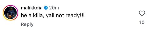 Malik Dia reacts to James Scott's transfer news (IG/Transfer Portal)