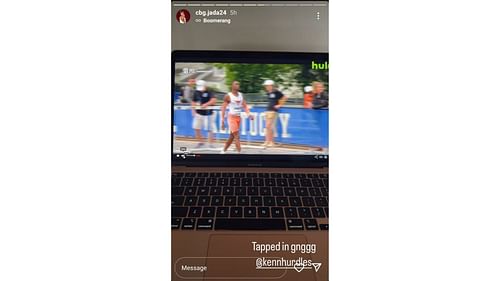 Jada Williams showed support for Texas track and field star Kendrick Smallwood on her Instagram story on Friday. Source: Instagram/@cbg.jada24