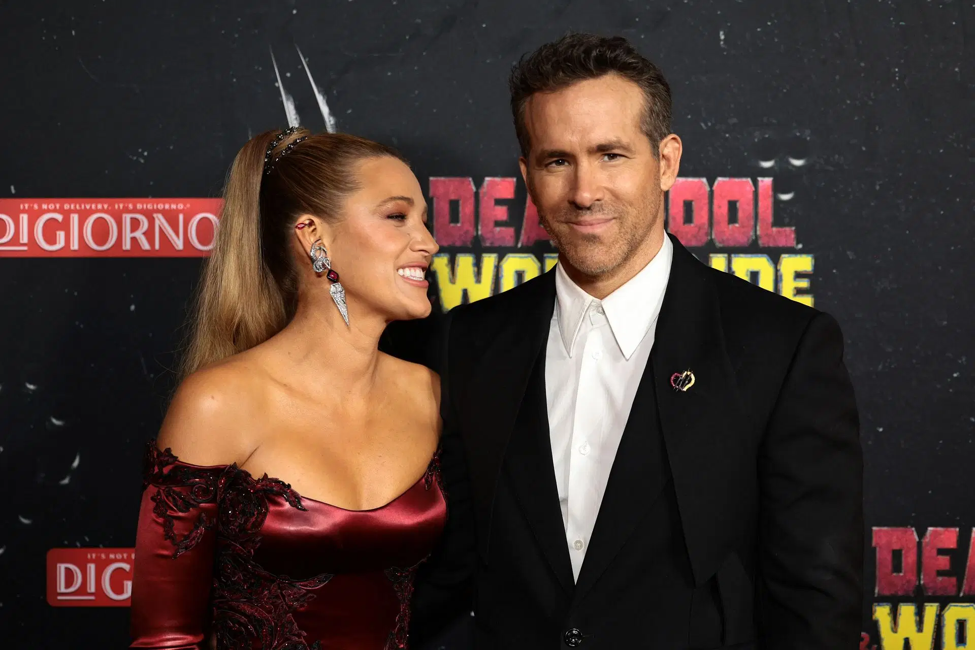 Blake Lively and Ryan Reynolds at the New York premiere of Deadpool &amp; Wolverine (Image via Getty)