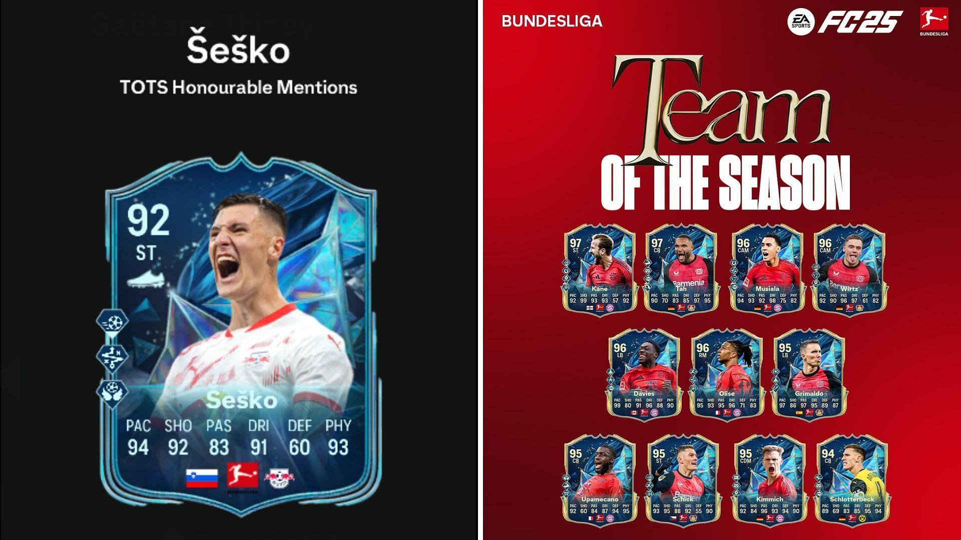 Benjamin Sesko TOTS HM SBC is now live (Image via EA Sports || Sportskeeda Gaming)