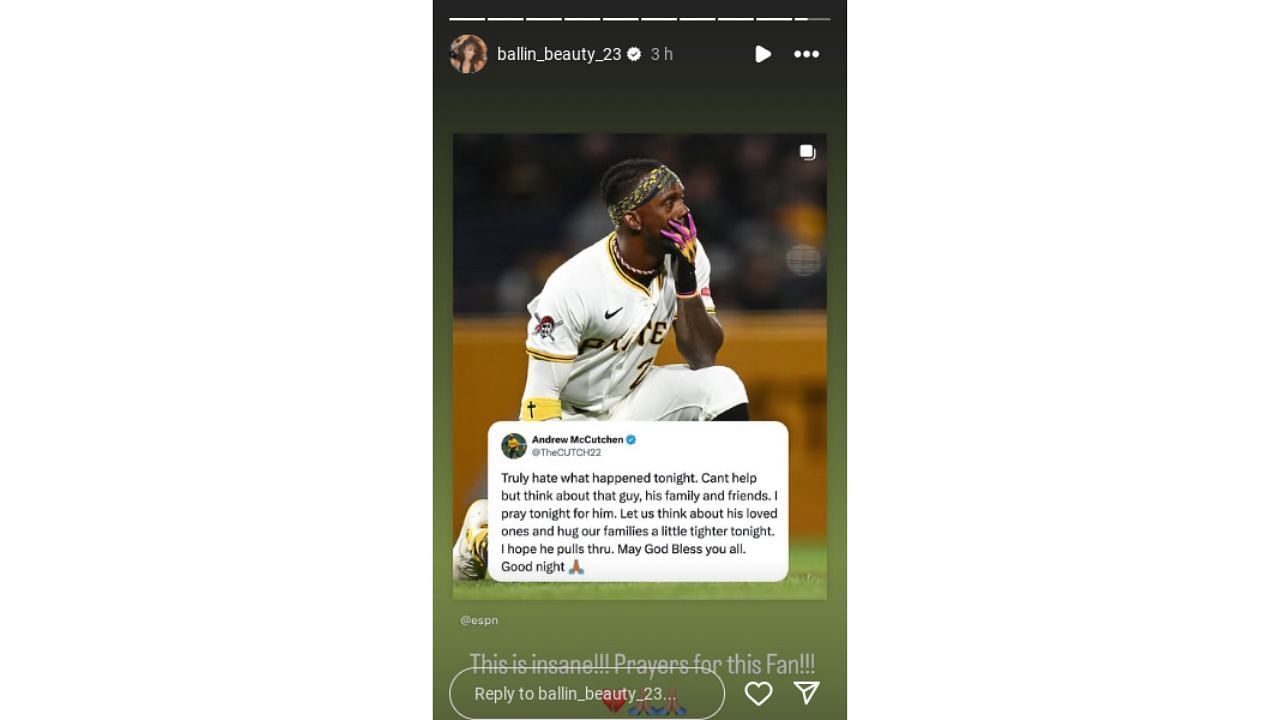 Darius Slay&#039;s wife Jennifer reacts as MLB fan suffers serious fall from stands mid-game (Source: via IG/ @ballin_beauty_23)