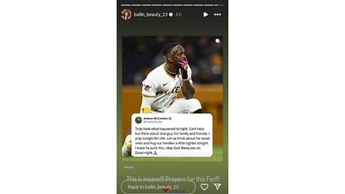 Darius Slay's wife Jennifer reacts as MLB fan suffers serious fall from stands mid-game (Source: via IG/ @ballin_beauty_23)