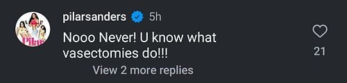 Pilar Sanders' comment on the post.
