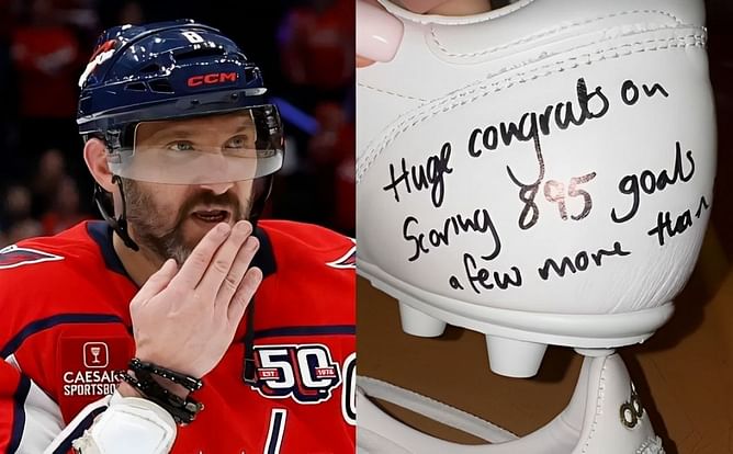 Alex Ovechkin receives iconic David Beckham signed Adidas Kicks after breaking Wayne Grezky's all-time NHL record