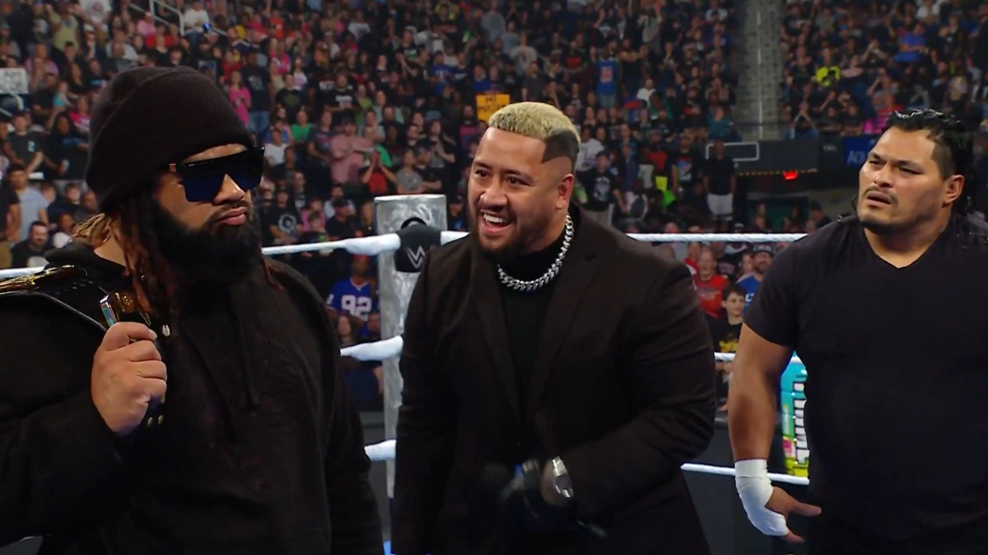 (From the left) Jacob Fatu, Solo Sikoa, and JC Mateo of The New Bloodline [Image Credits: WWE