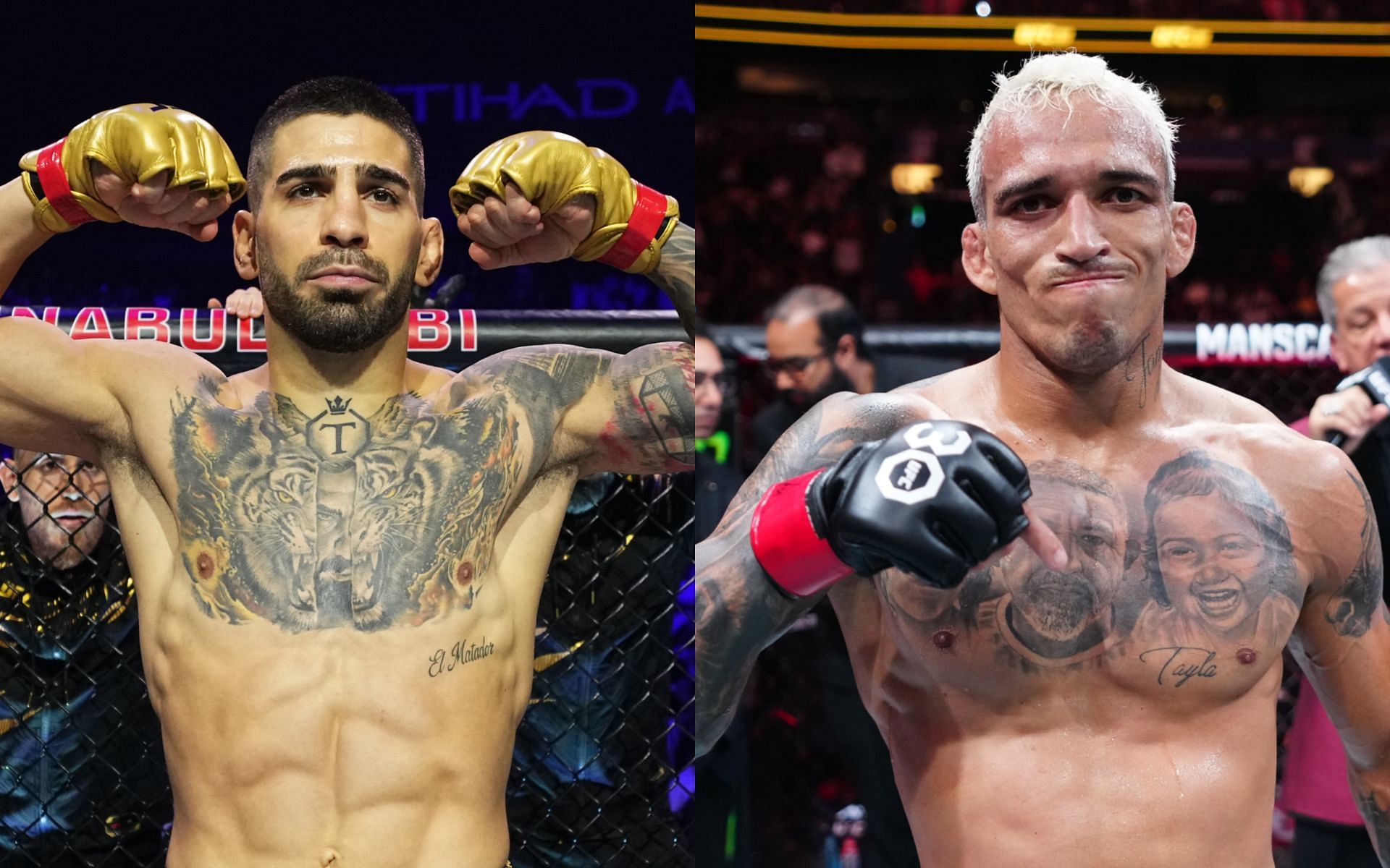 UFC star predicts Ilia Topuria (left) vs. Charles Oliveira (right) fight. [Image courtesy: Getty Images]