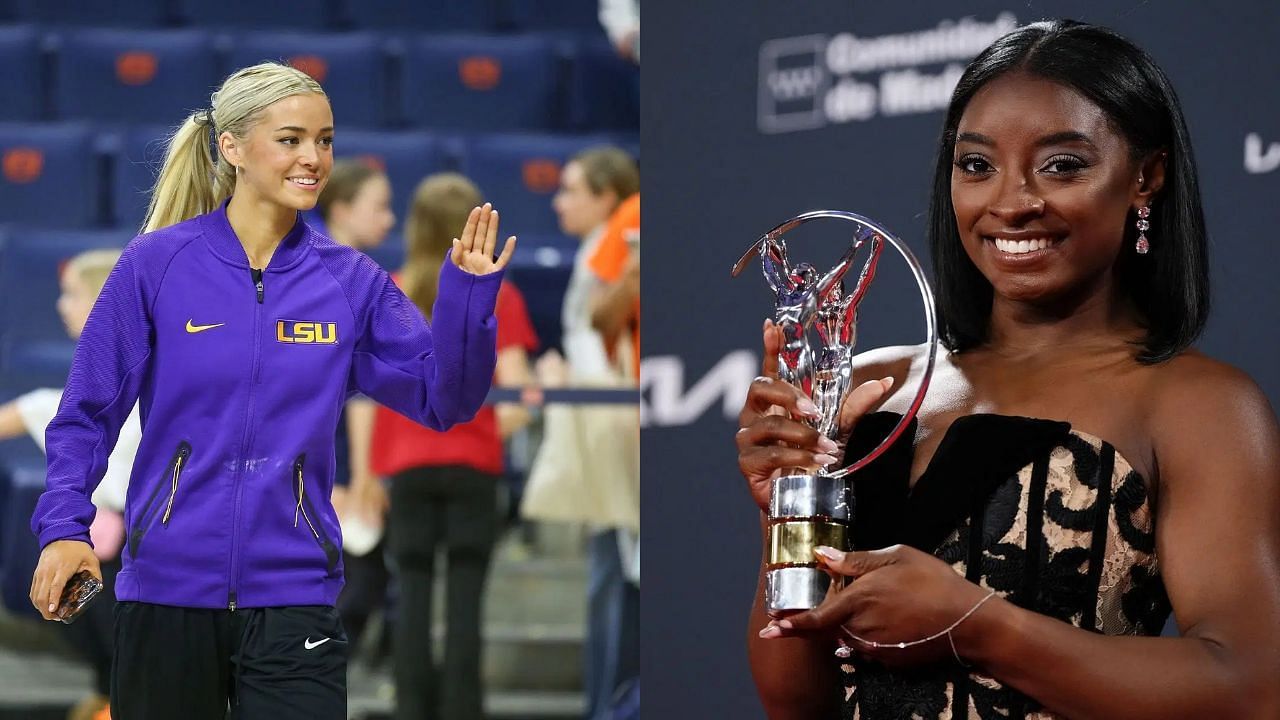 Olivia Dunne and Simone Biles (Image via: Both Getty)