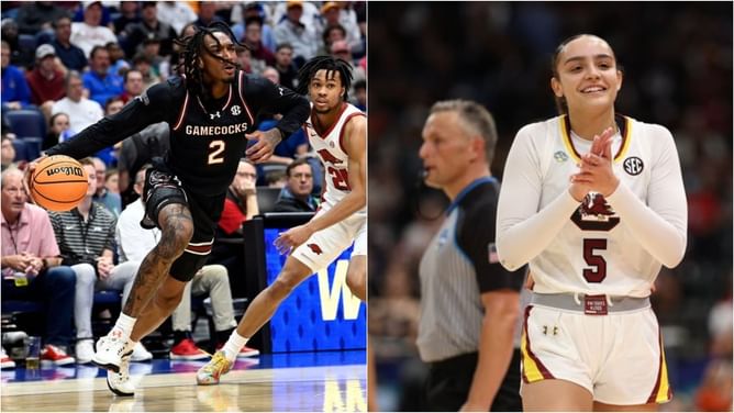South Carolina hooper Tessa Johnson & Michigan transfer Zachary Davis twin in black outfits in latest TikTok