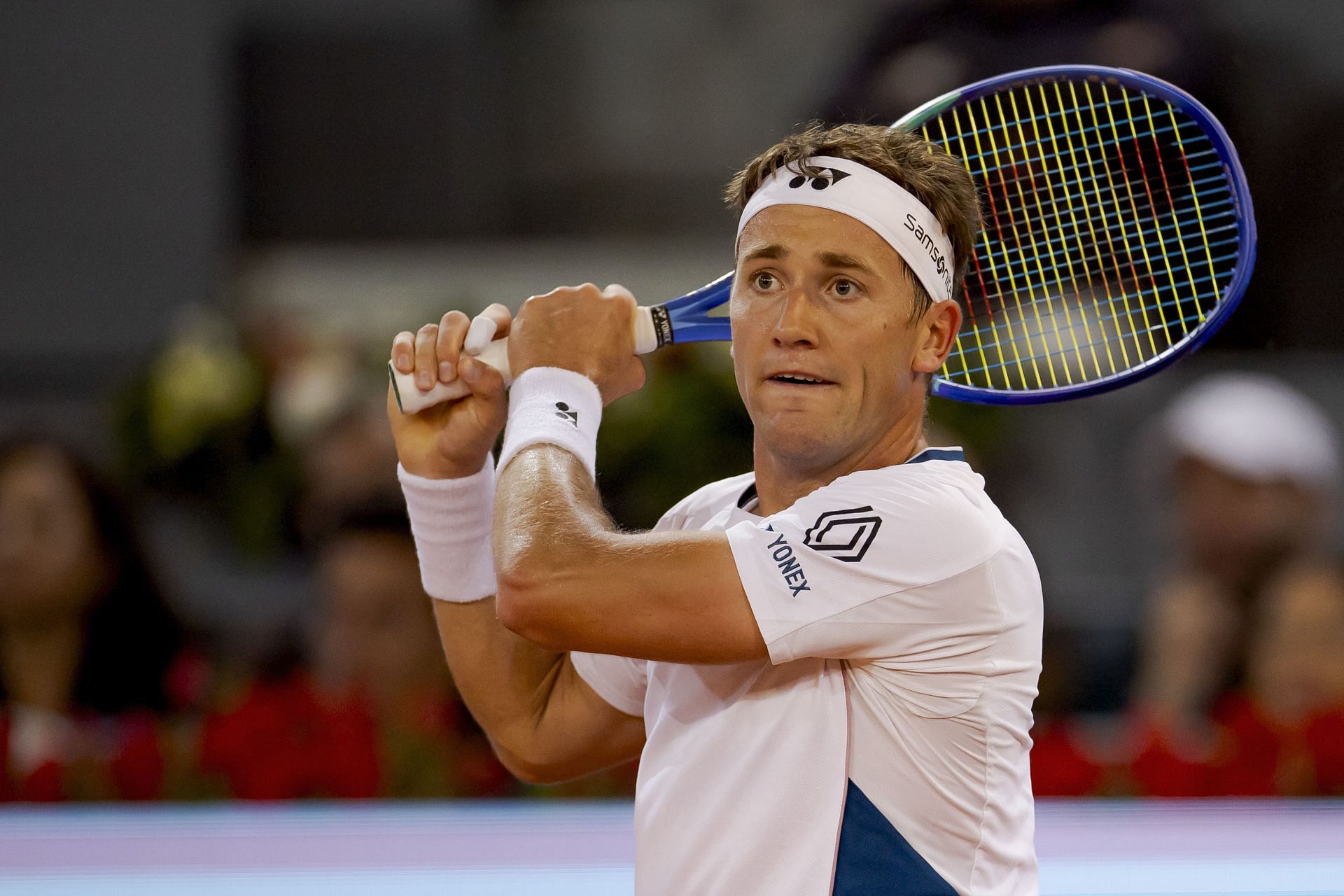 Ruud in action at the Mutua Madrid Open Day Eight - Source: Getty