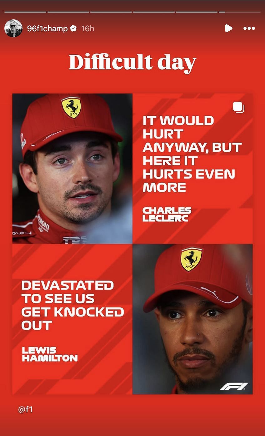 Damon Hill&#039;s IG Story [Image Source: @96f1champ/Instagram]