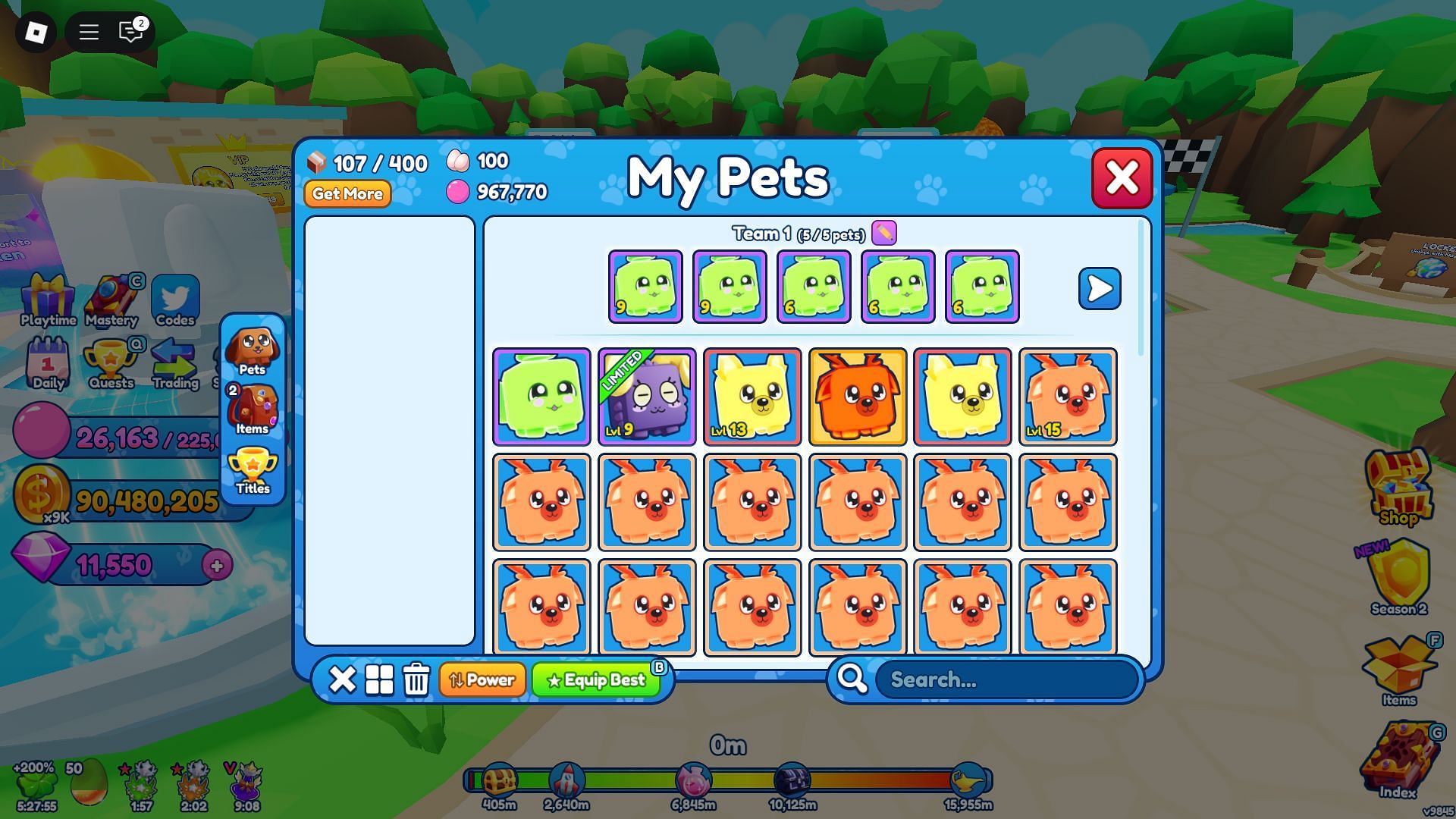 Menu do animal de estimação (foto através do Roblox)