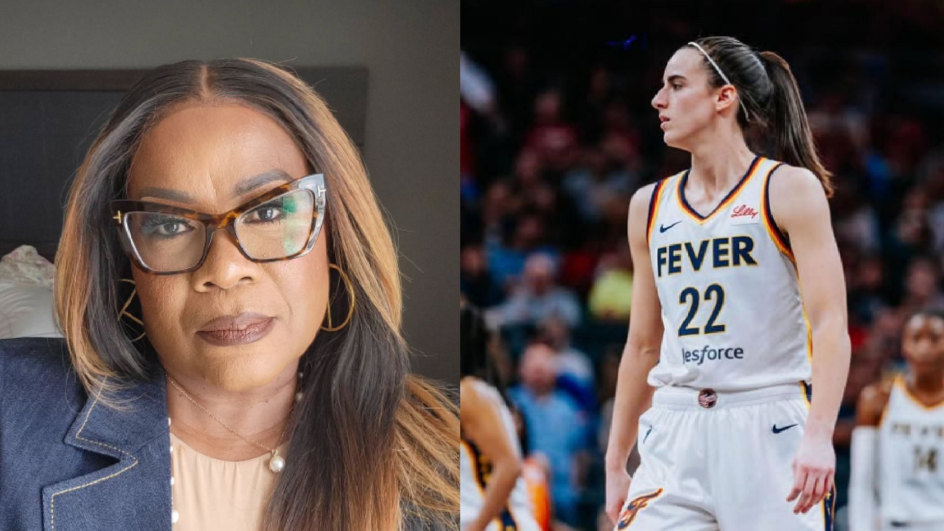 An image of Sheryl Swoopes and Caitlin Clark side by side