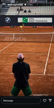 Venus Williams' boyfriend Andrea Preti's Instagram post in support of Reilly Opelka at the 2025 Italian Open, dated Thursday, May 8, 2025 (Source: Instagram/andreapreti88)