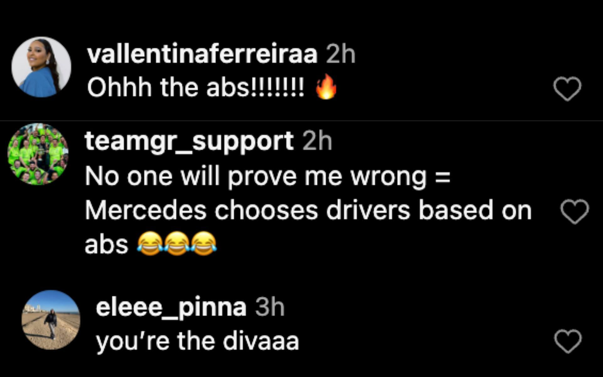 Fan comments on Russell&#039;s IG post [Image Source: @georgerussell63/Instagram]