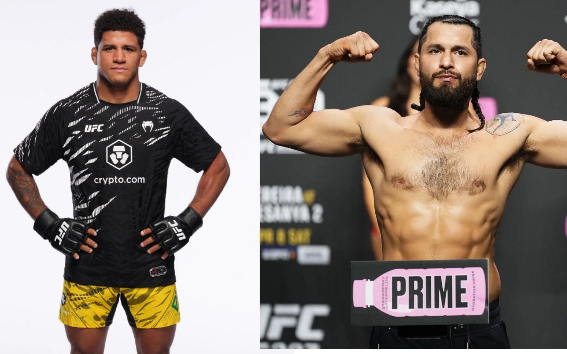 When Jorge Masvidal( right) made a bold prediction about Gilbert Burns (left) on Joe Rogan&rsquo;s podcast: [image courtesy: Getty Images]