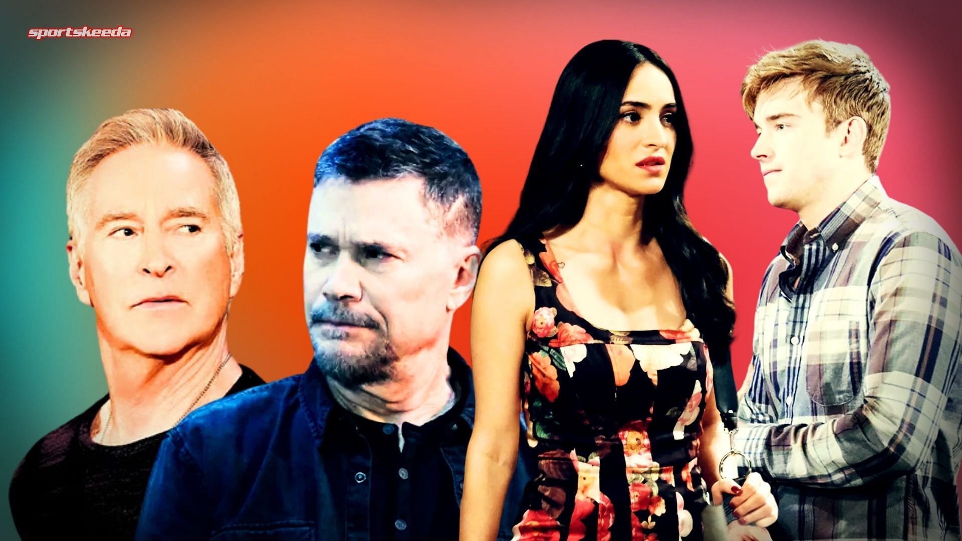 From left, John, Bo, Gabi and Will on DOOL (Custom edit by Sportskeeda, Original images via Peacock/@Days of Our Lives)