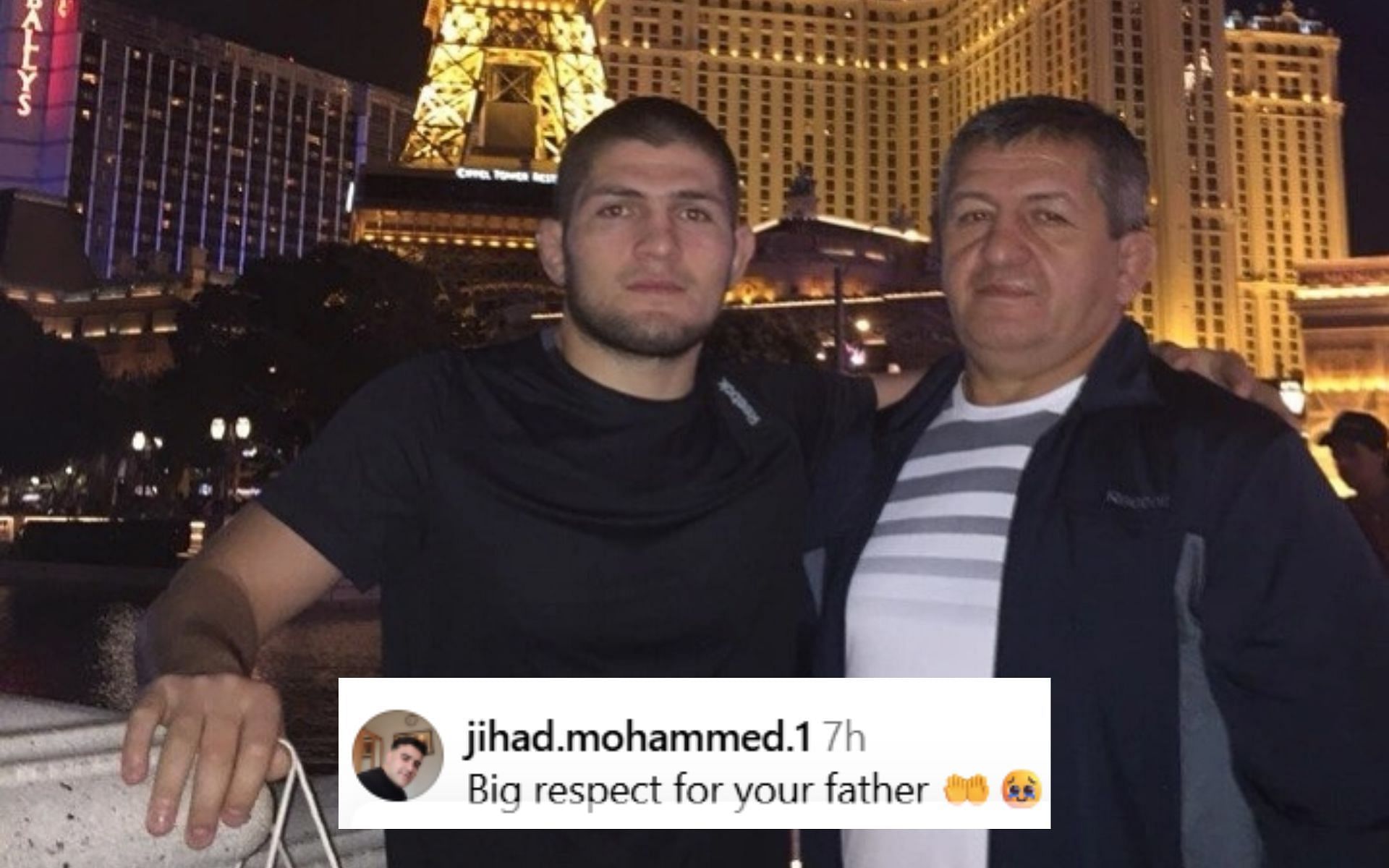 Fans react to Khabib Nurmagomedov (left) remembering his father (right). [Image courtesy: @khabib_nurmagomedov on Instagram]