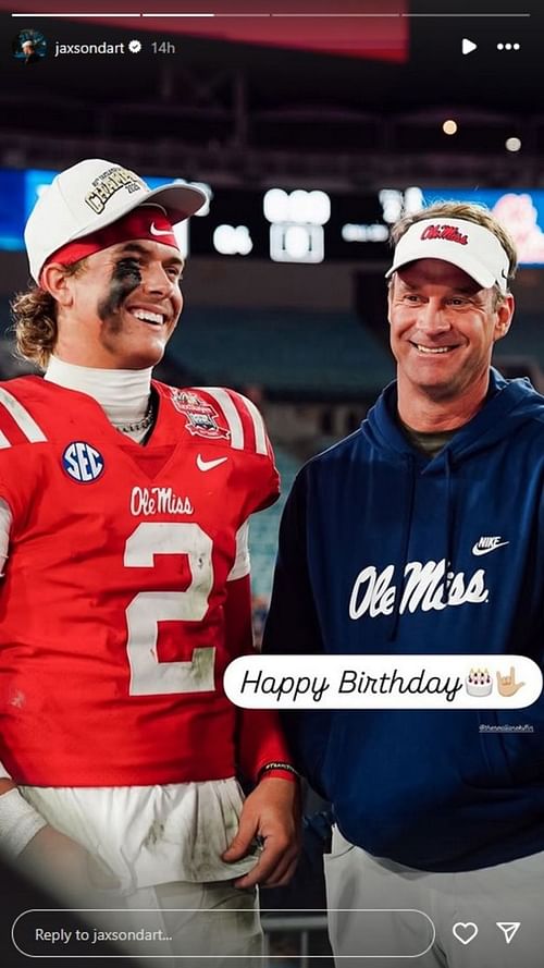 Image via Jaxson Dart's Instagram story.