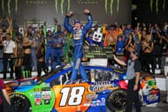 Kyle Busch (18) celebrates his win in victory lane at the Monster Energy NASCAR All-Star Race 2018 - Source: Imagn