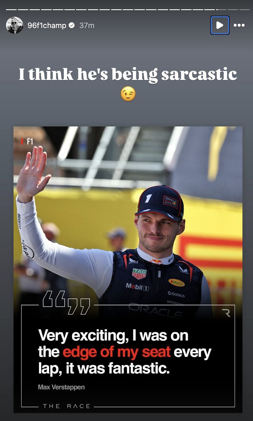 Damon Hill&#039;s IG Story [Image Source: @96f1champ/Instagram]