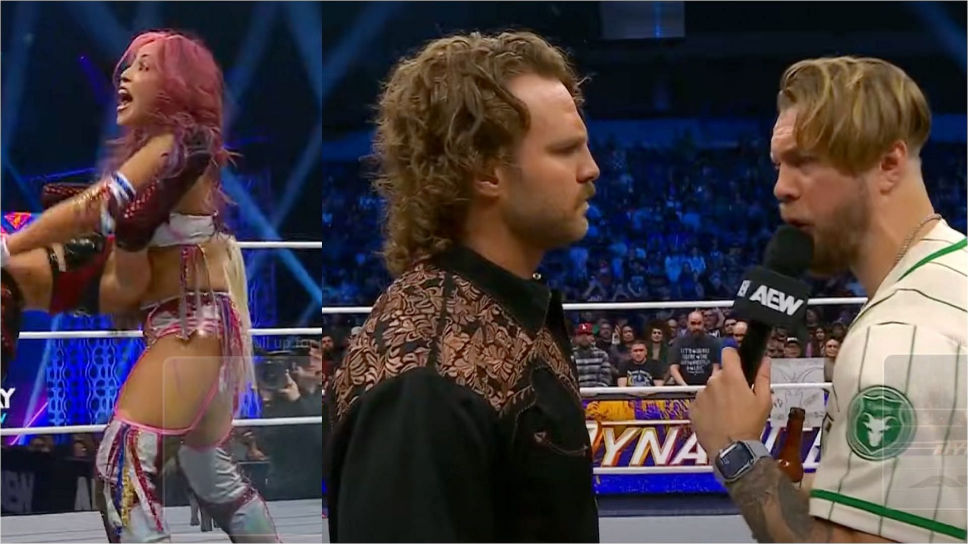 Mina Shirakawa, Hangman Page, and Will Ospreay
