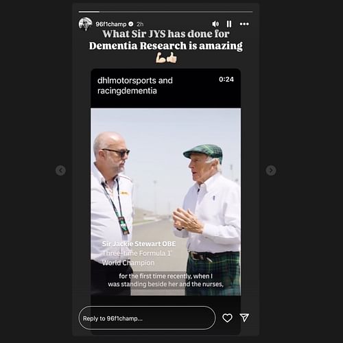 Screen grab from Damon Hill's Instagram story [via Instagram/96f1champ]