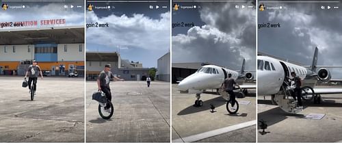 Screenshots of Logan Paul boarding a private jet at the airport [Photo credits: Logan Paul on Instagram]