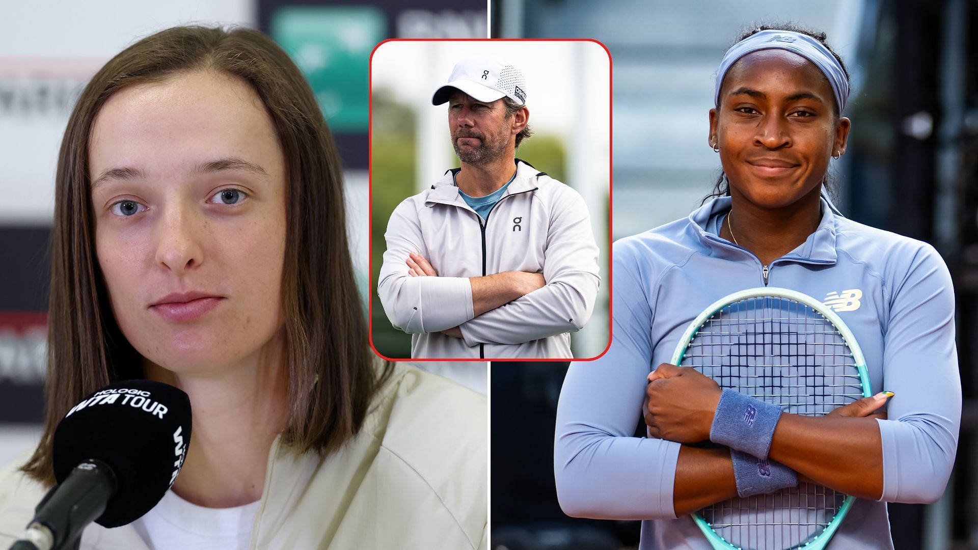 Iga Swiatek (Left), Coco Gauff (Right), Wim Fissette (Middle)