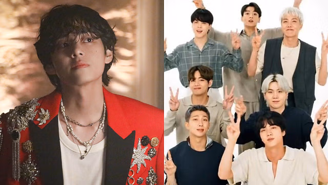 BTS V and BTS (Image via Weverse/BTS)