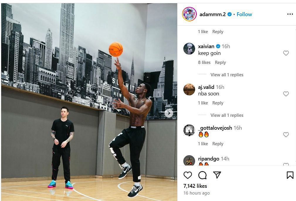 Xiaven Lee reacts to Adam Njie&#039;s Instagram post. Image via @adammm.2