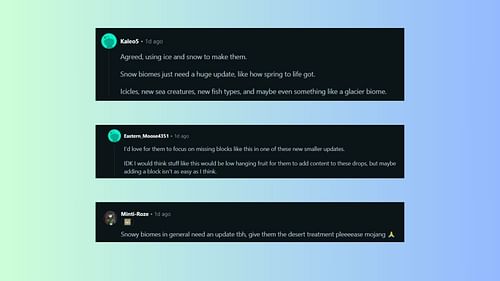 Many users agreed that Mojang needs to add snow bricks and bring an overhaul to the snow biomes (Image via Reddit/FentNGoon)