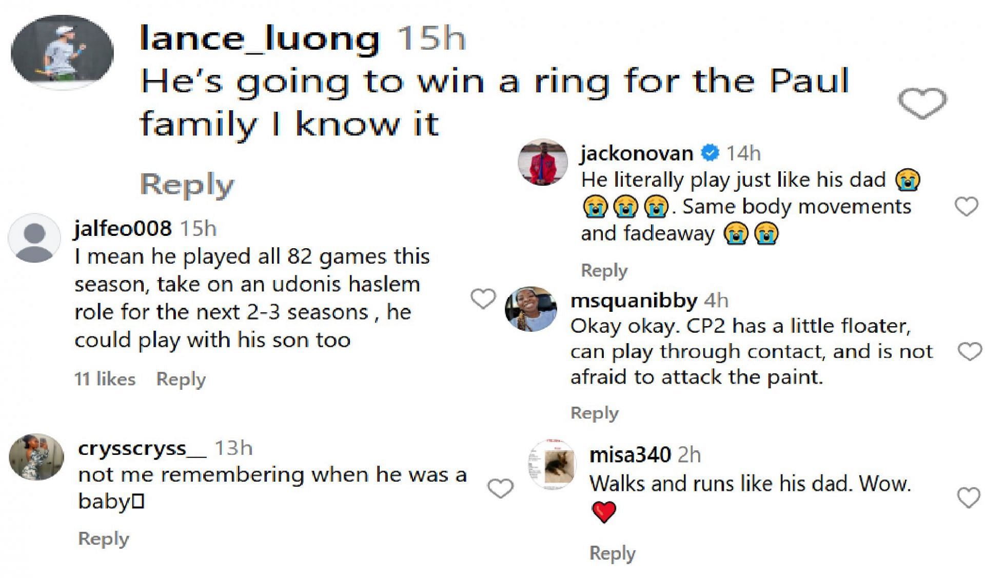 Fans react to Chris Paul II receiving birthday message from his dad (source: IG/ sportscenternext)