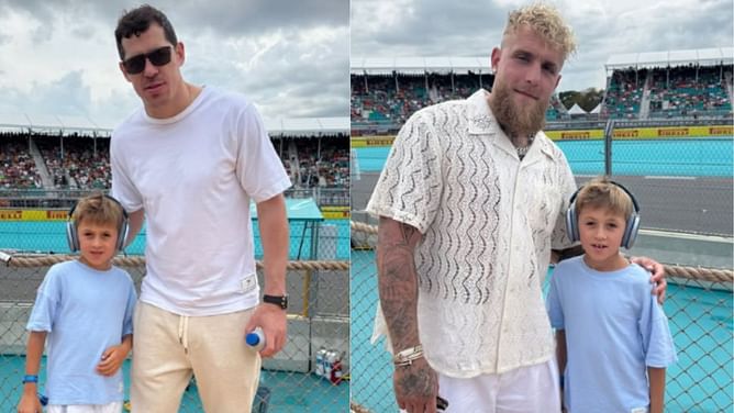 In Photos: Evgeni Malkin, son Nikita meet up with $13.6M worth YouTuber-turned-boxer at the F1 Miami GP