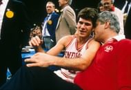 Steve Alford (L) with Bob Knight- Source: Imagn