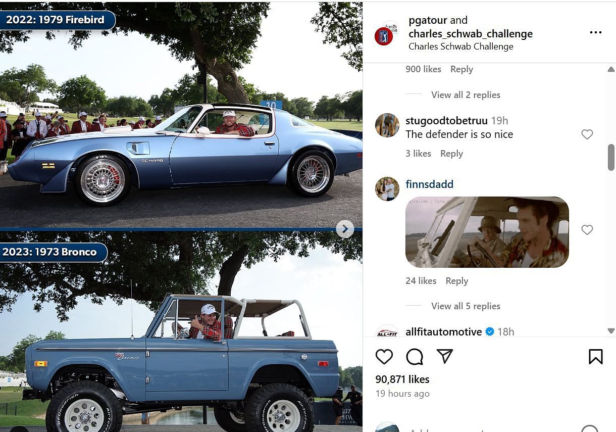Ben Griffin&#039;s new car after winning the Charles Schwab Challenge (Image Via: IG @pgatour)