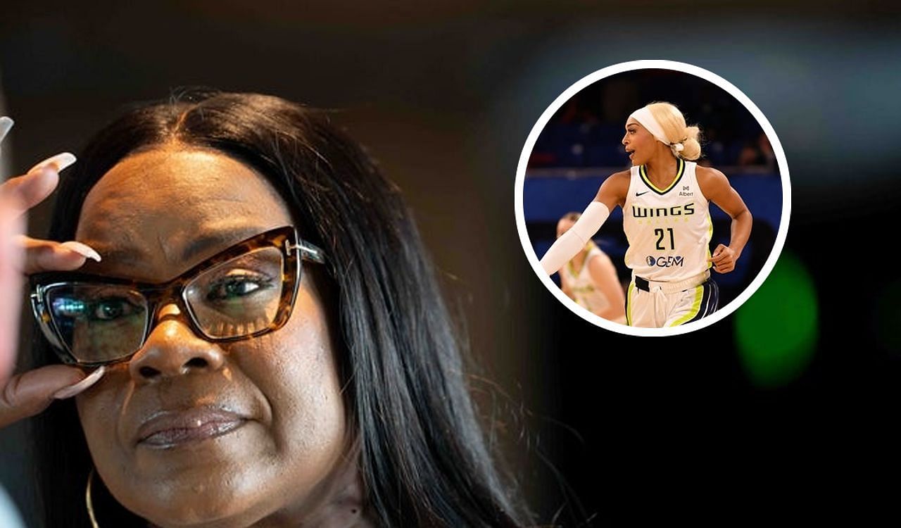 Sheryl Swoopes reacts to referee calling over security during a heated moment with DiJonai Carrington (Image credits: Imagn)